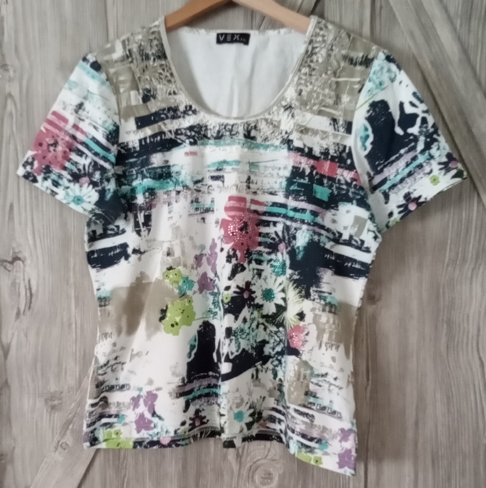 Vex Jewelled Stretch Knit Top XL